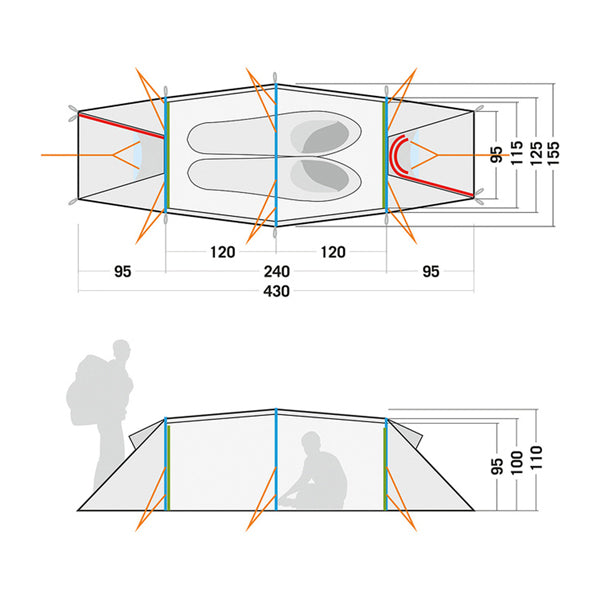 Tunnel Tent Rokua 2 stone gray