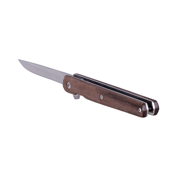 Coltello pieghevole sottile con manico in legno