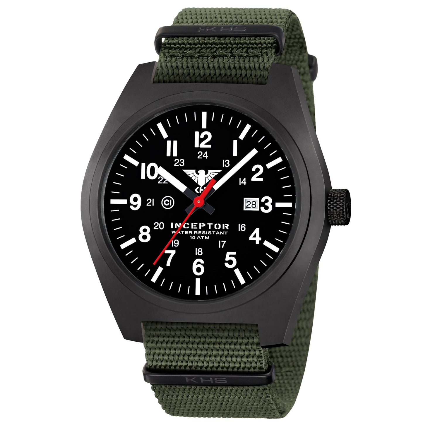 Reloj de pulsera Inceptor correa de acero negro Nato