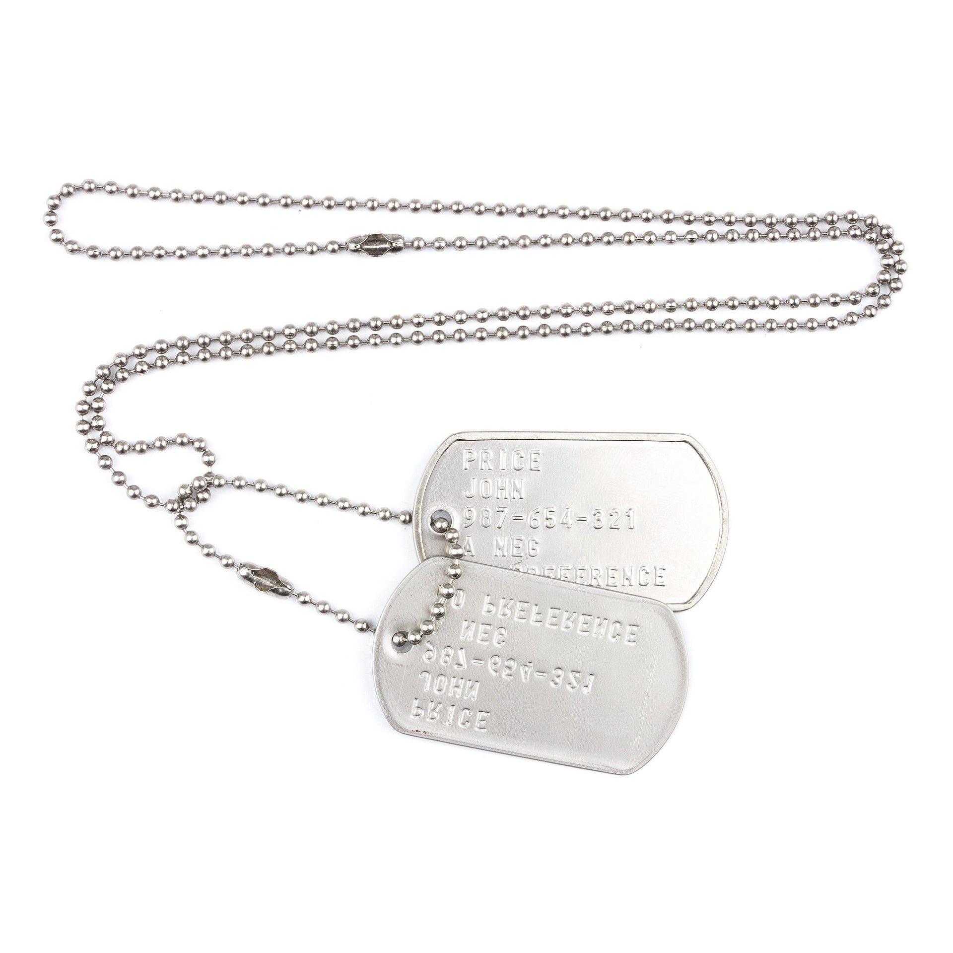 US Dog Tags Without Silencer silver color