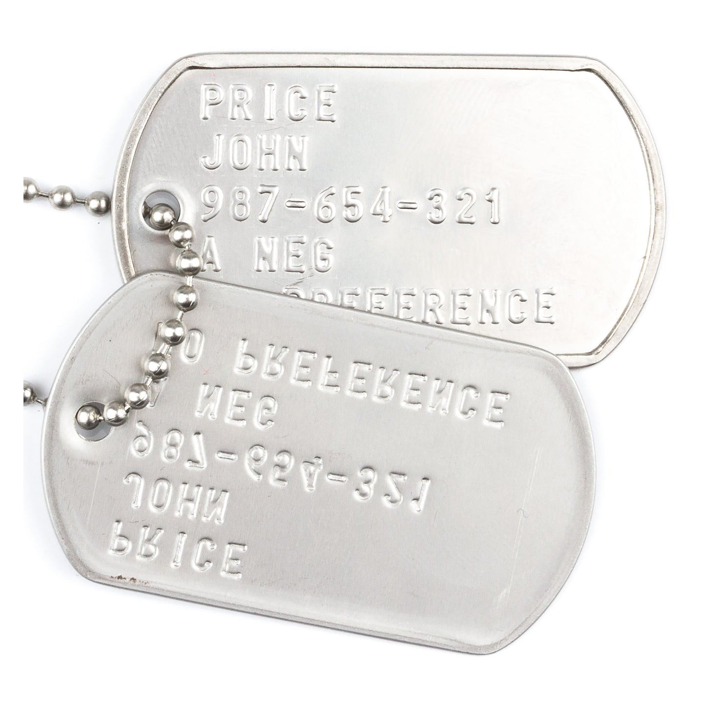 US Dog Tags Without Silencer silver color