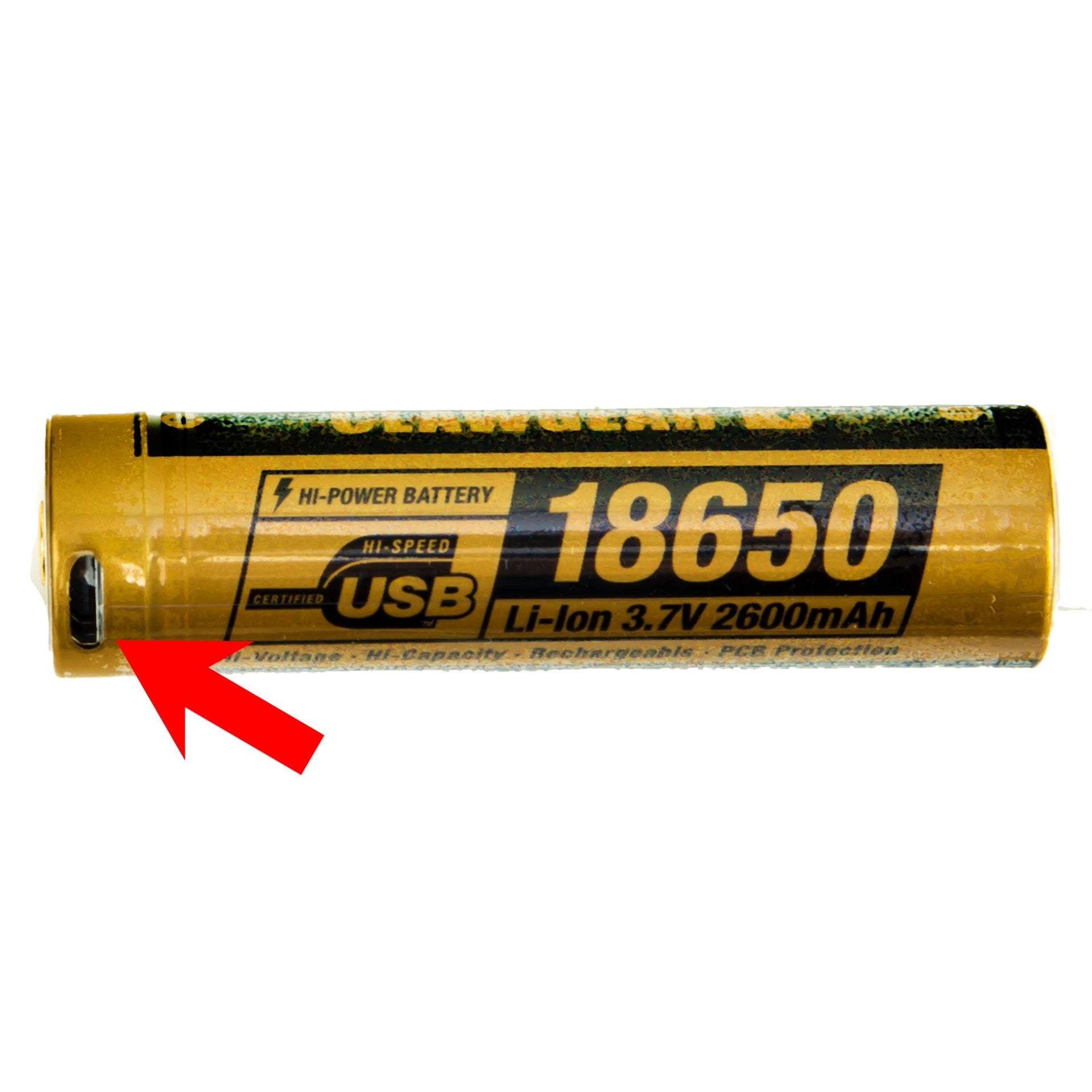 Rechargeable Battery 18650 3.7V 2600mAh Micro-USB