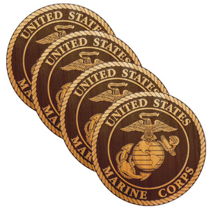 USMC Wood Coasters 4-Set