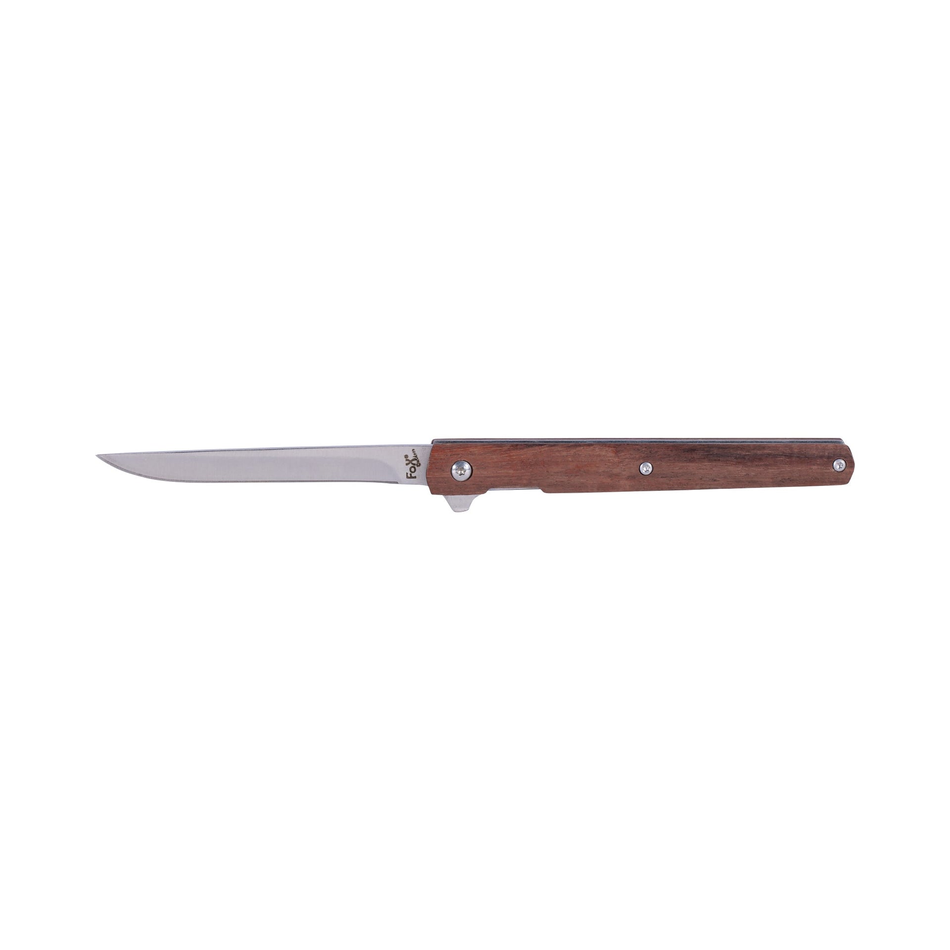 Slim folding knife with   wooden handle