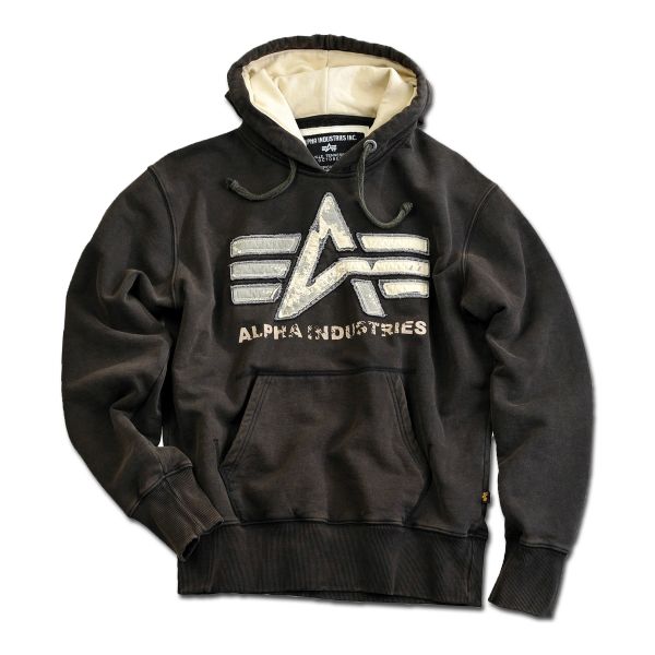 Alpha Industries Sweatshirt Big black washed Vintage | washed black Hoody A | Hoody A Big Men | Sweatshirts Industries | Sweatshirt | Sweaters Hooded Vintage Alpha Clothing